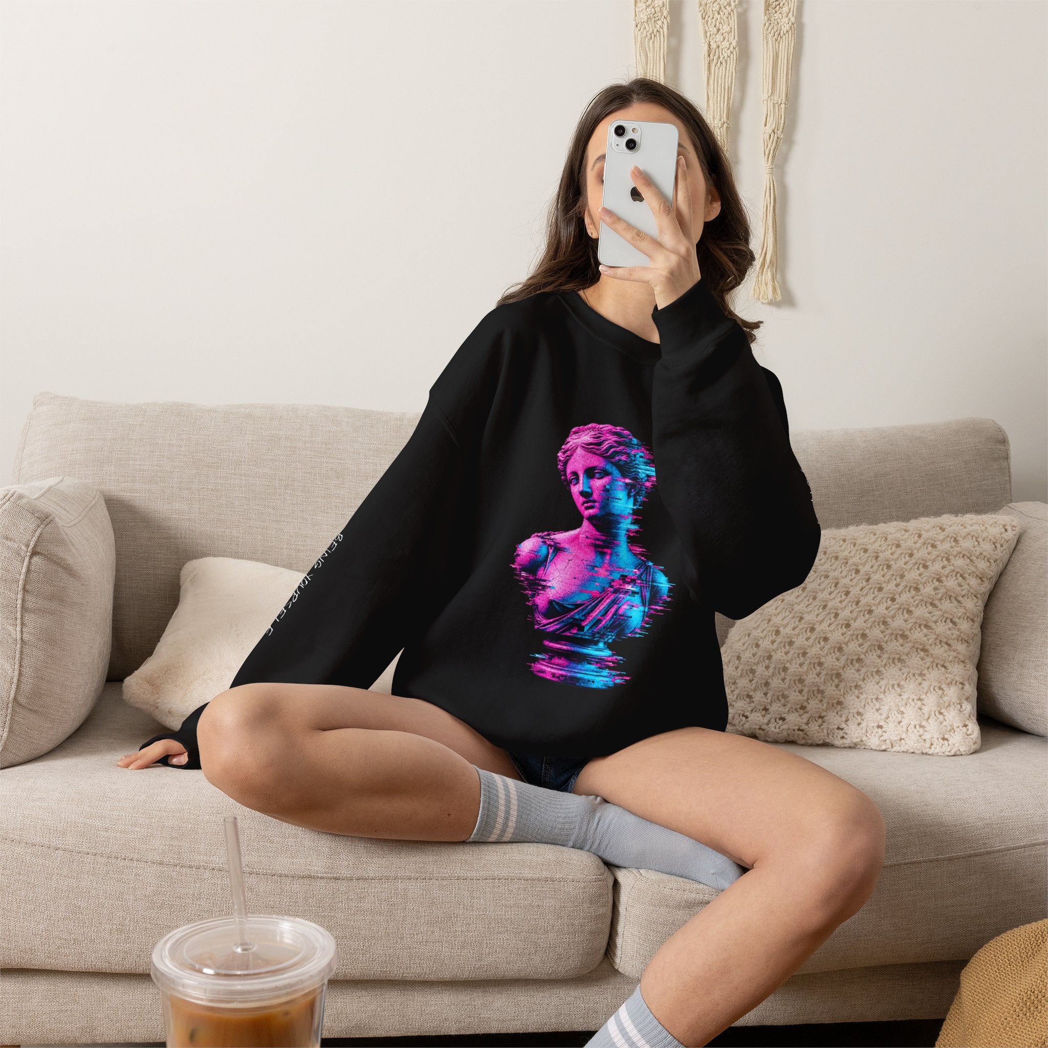 Vaporwave Venus Bust Crewneck Sweatshirt (Beauty In Being Yourself)