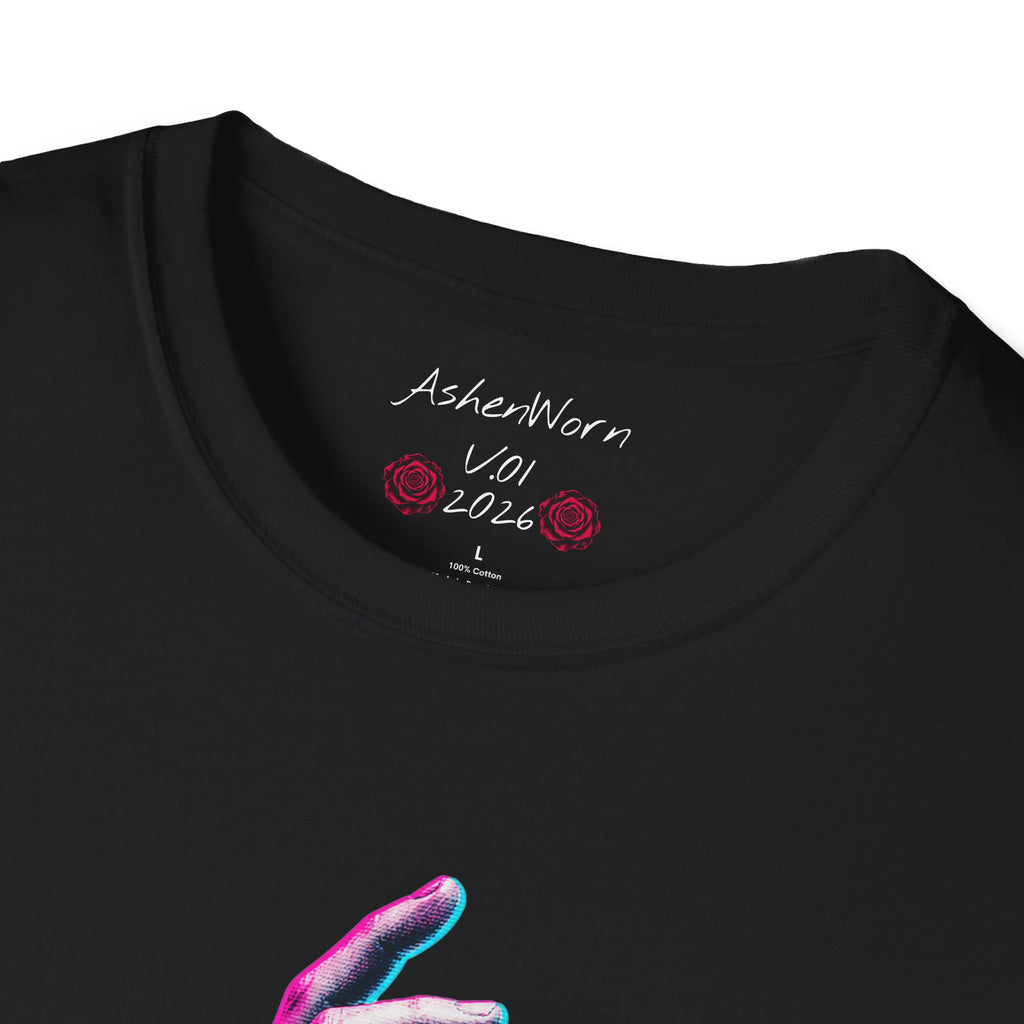 T-Shirt — "Still Reaching, Still Growing" Neon Hand Graphic