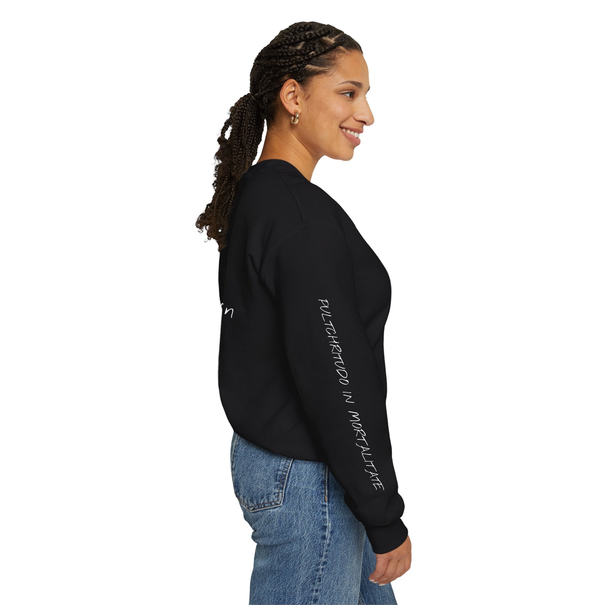 Neon Classical Bust Crewneck Sweatshirt with Latin script
