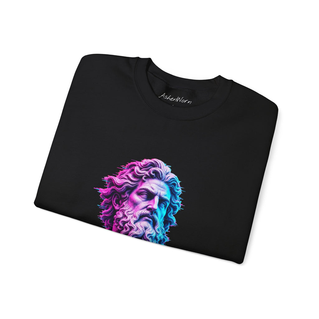 Neon Classical Bust Crewneck Sweatshirt with Latin script