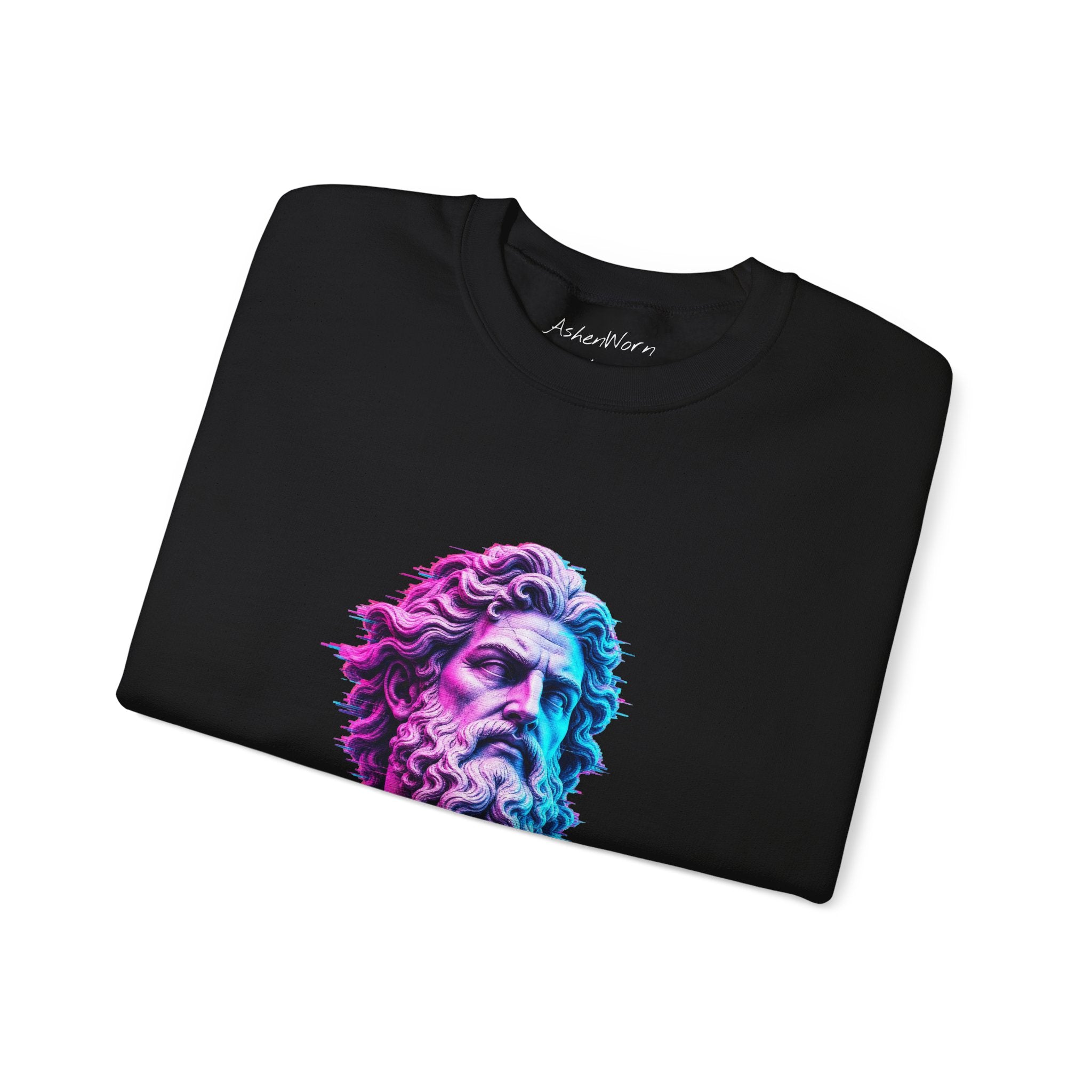 Neon Classical Bust Crewneck Sweatshirt with Latin script