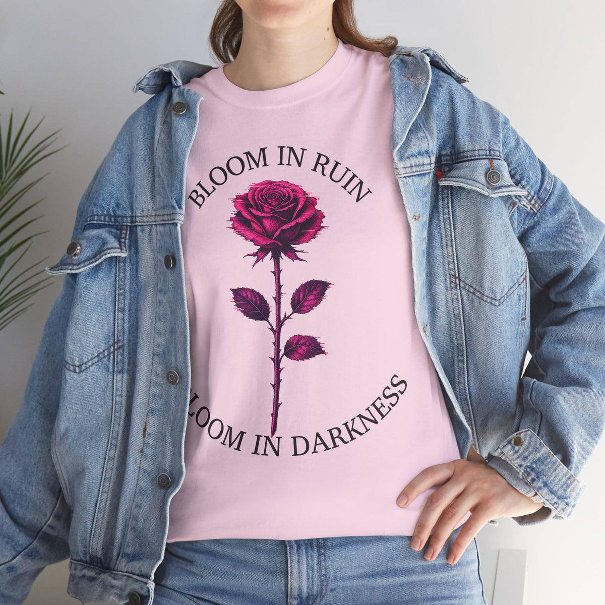 Bloom in Darkness Rose T-Shirt — Gothic Floral Tee with 'Bloom in Ruin'  'Bloom in Darkness'