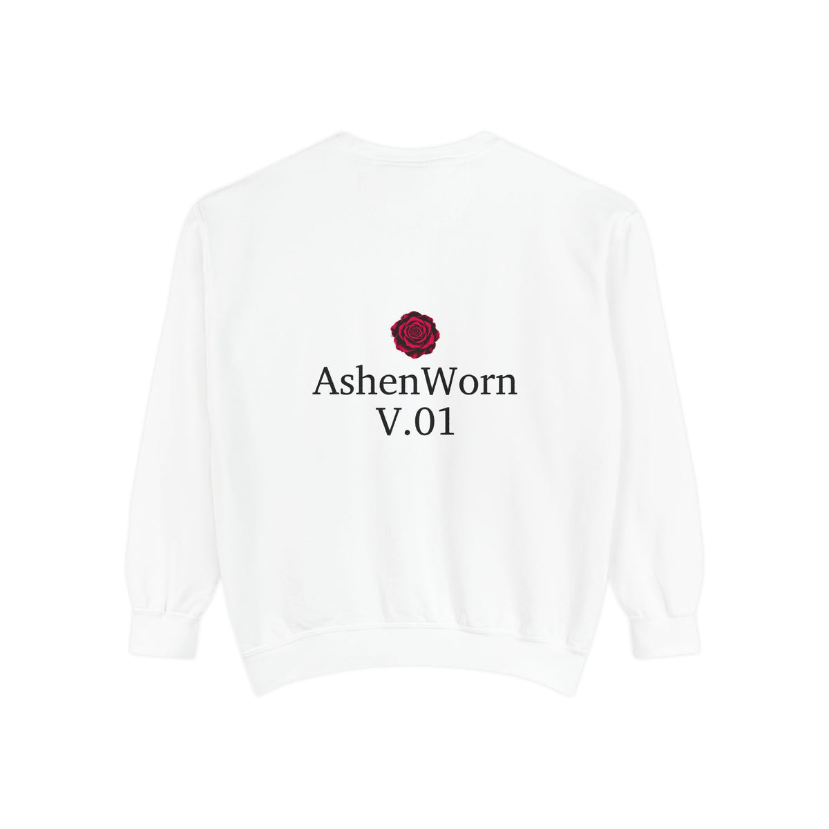 Rose Graphic Sweatshirt — 'ASHENWORN V.01' Back Print