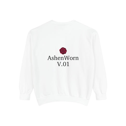 Rose Graphic Sweatshirt — 'ASHENWORN V.01' Back Print