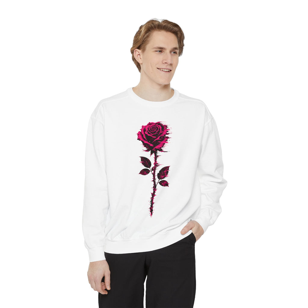 Rose Graphic Sweatshirt — 'ASHENWORN V.01' Back Print