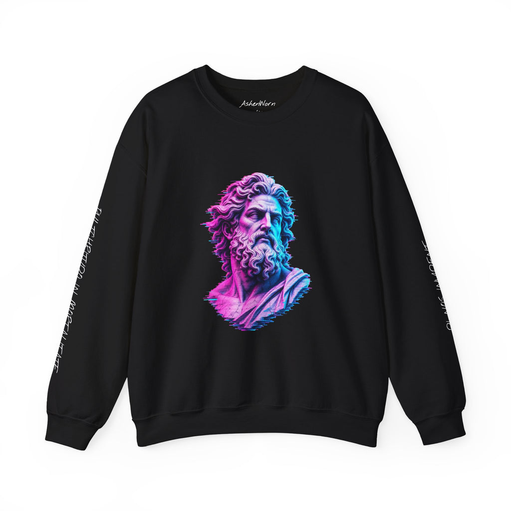 Neon Classical Bust Crewneck Sweatshirt with Latin script