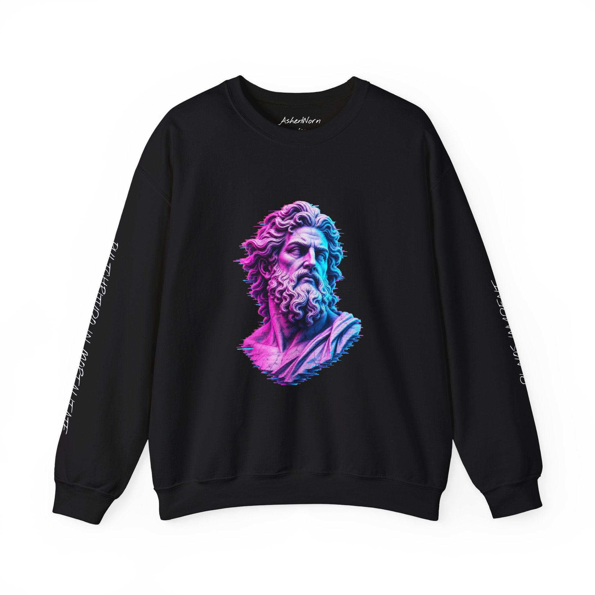 Neon Classical Bust Crewneck Sweatshirt with Latin script