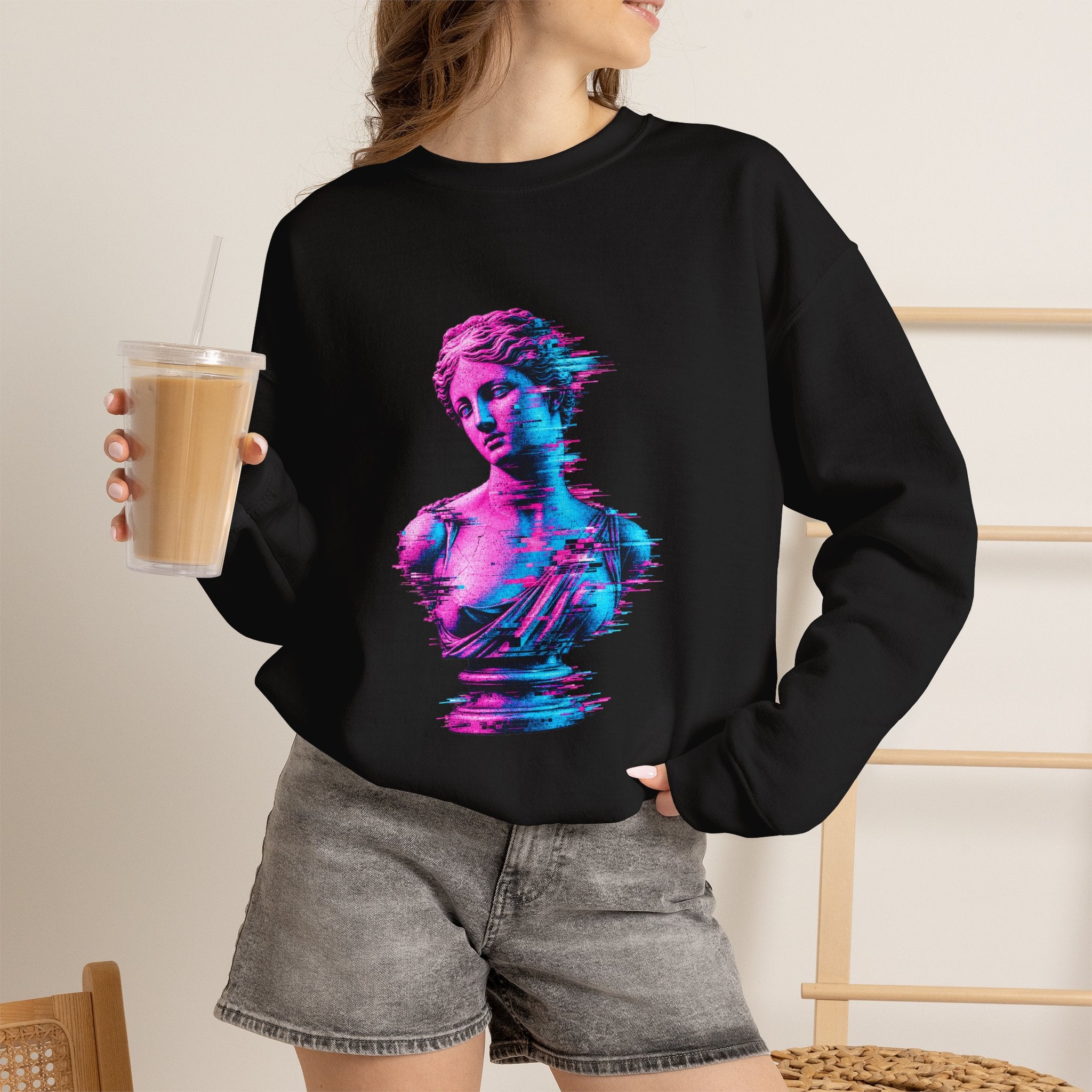 Vaporwave Venus Bust Crewneck Sweatshirt (Beauty In Being Yourself)