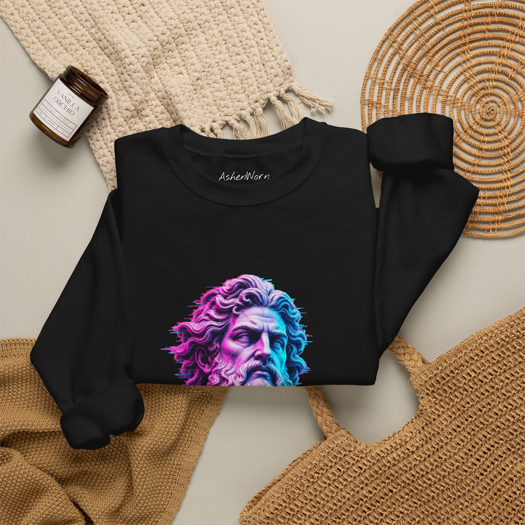 Neon Classical Bust Crewneck Sweatshirt with Latin script
