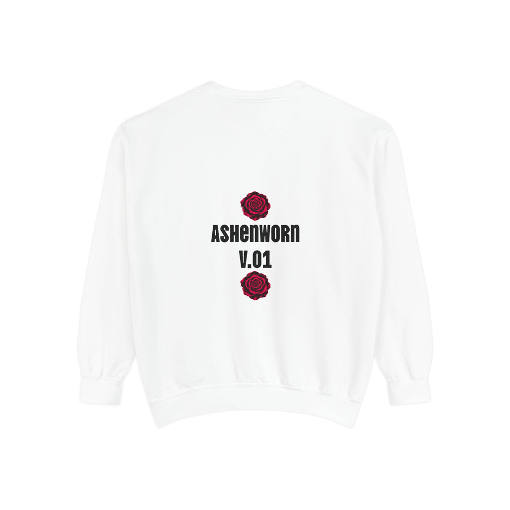 Rose Graphic Sweatshirt — 'ASHENWORN V.01' Back Print