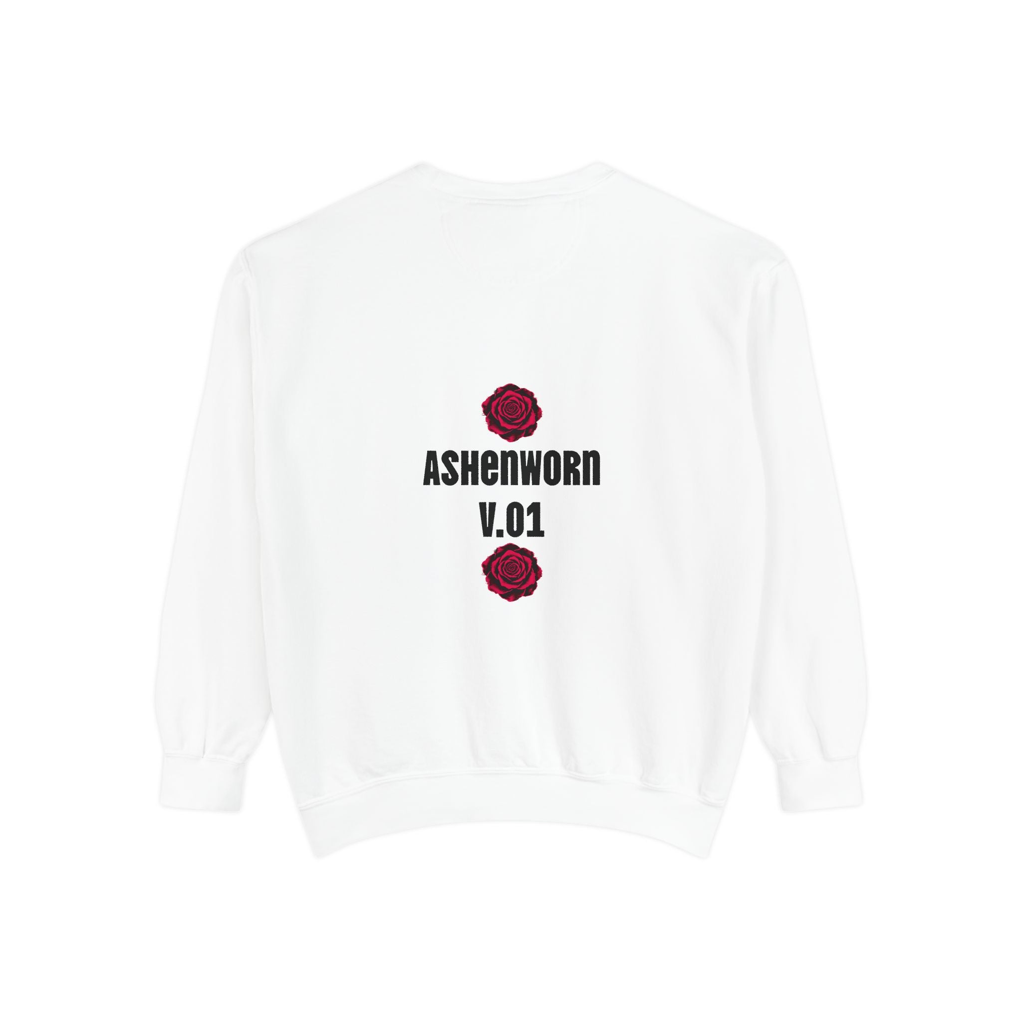 Rose Graphic Sweatshirt — 'ASHENWORN V.01' Back Print