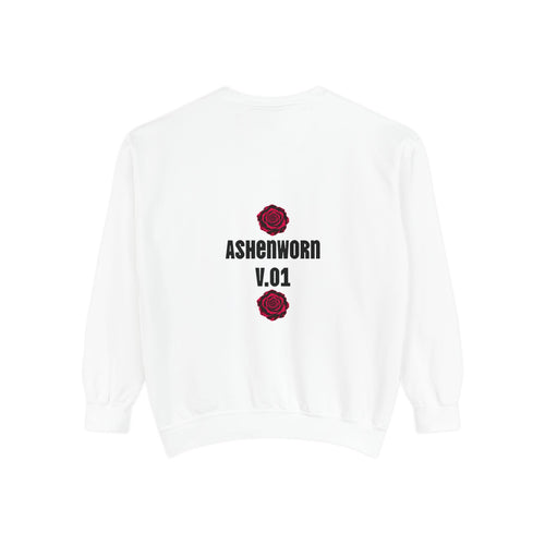 Rose Graphic Sweatshirt — 'ASHENWORN V.01' Back Print