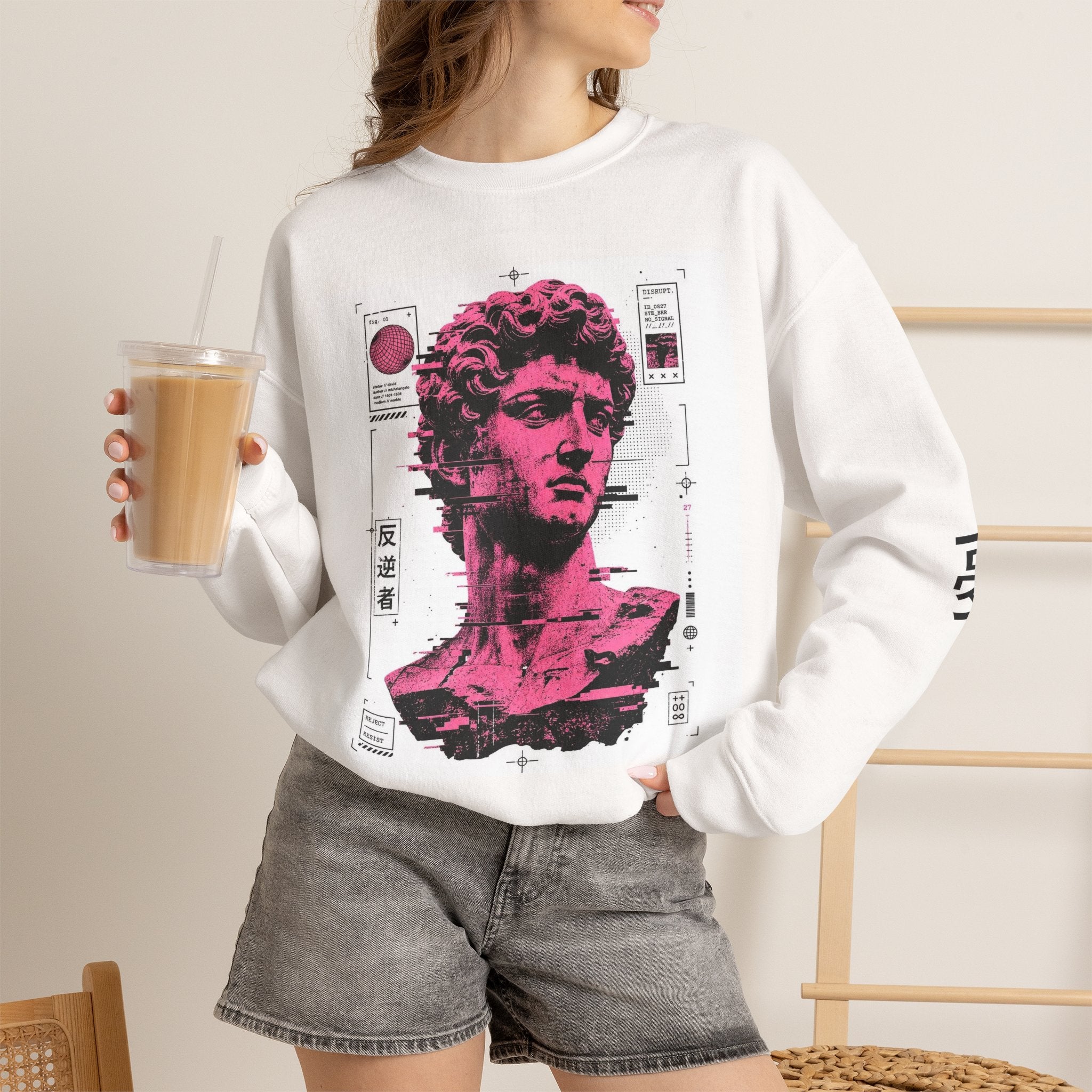 Vaporwave David Bust Crewneck Sweatshirt