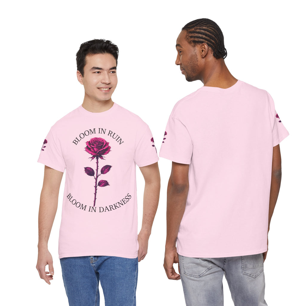 Bloom in Darkness Rose T-Shirt — Gothic Floral Tee with 'Bloom in Ruin'  'Bloom in Darkness'